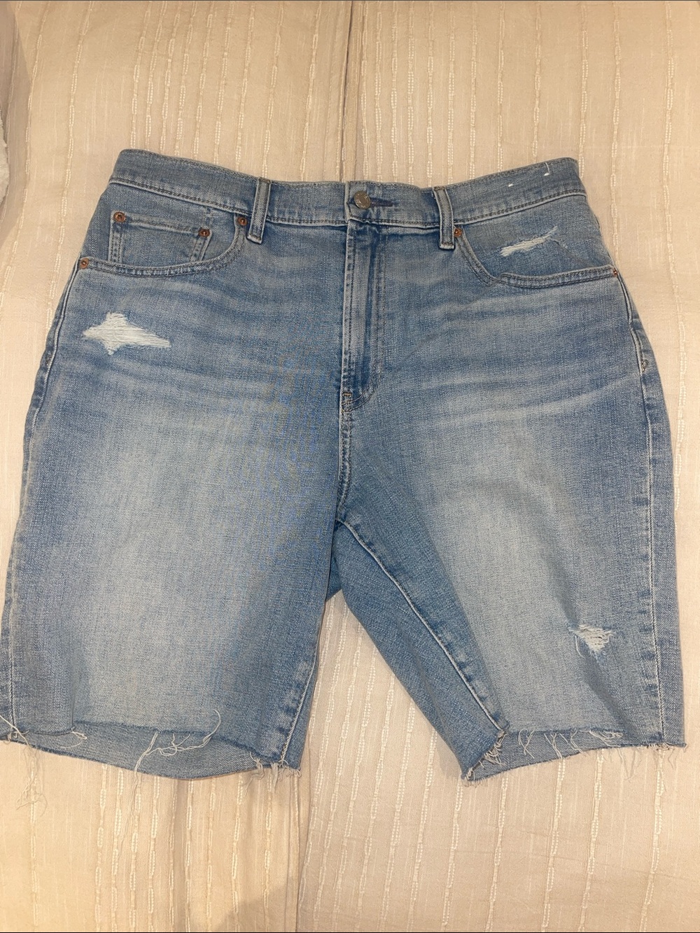 Gap Light Wash Distressed Denim Bermuda Shorts